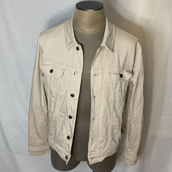 Vince Beige Trucker Denim Jacket Size M/L - Picture 1 of 13